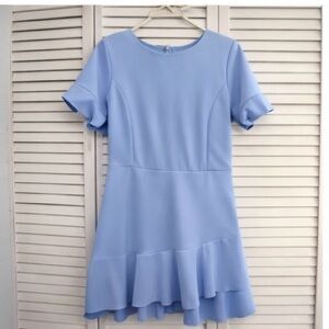 Alter’d State Light Blue Fit & Flare Dress Short Sleeve Flounce Hem | L